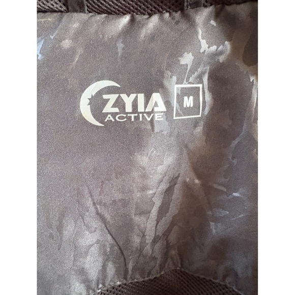 Zyia Active Black Leopard Print Hooded Windbreaker Jacket, Size Medium - Picture 7 of 9